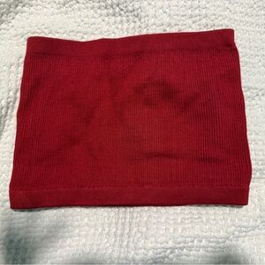 SHEIN Red Ribbed Strapless Crop Tube Top